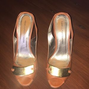 Diane Von Furstenburg orange heels